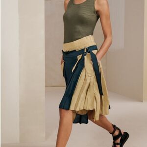 ZARA SRPLS High Waist Box Pleat Asymmetric Hem Midi Grunge Skirt Women's Small
